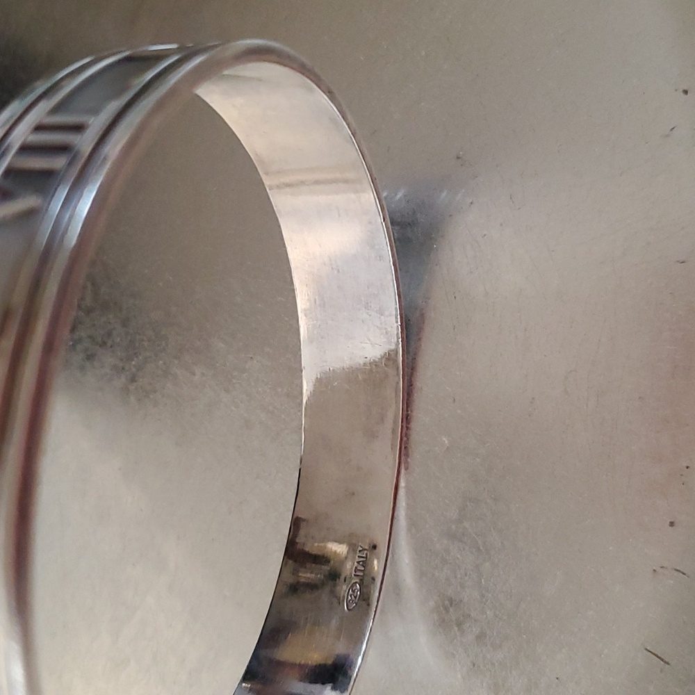 Tiffany & Co. 1995 Sterling Silver Atlas Roman Numeral Bangle Bracelet Italy - Picture 10 of 16